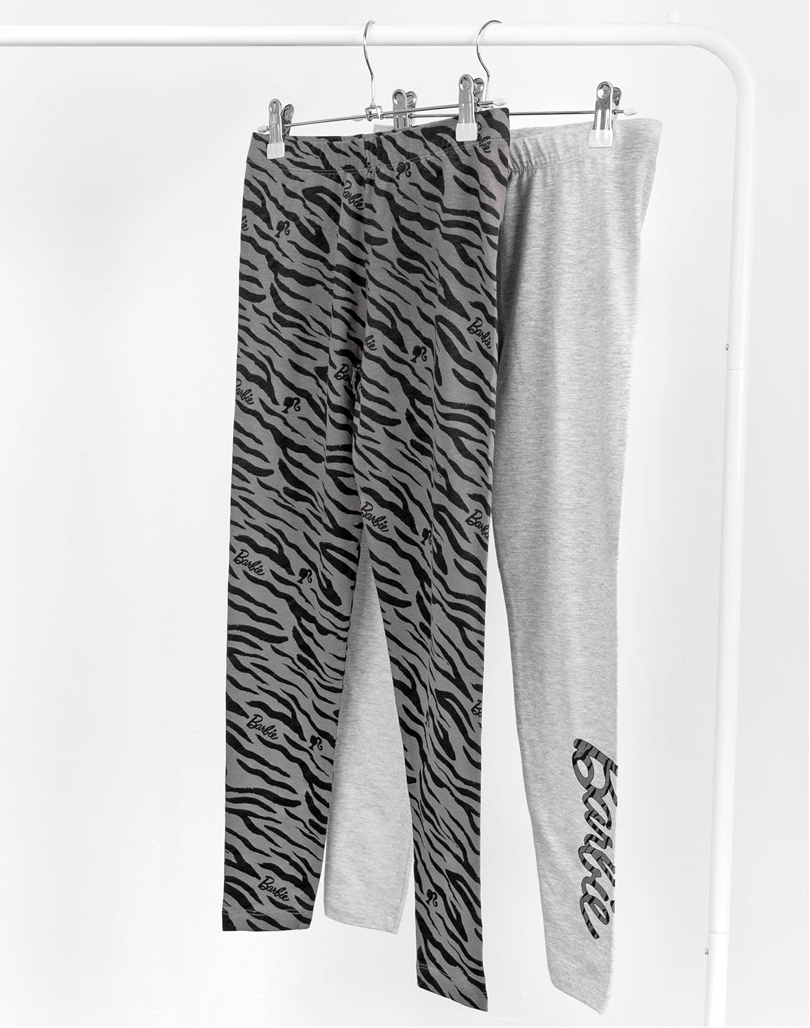 Leggings Barbie fille lot de 2 imprimé animal gris noir – Image 3