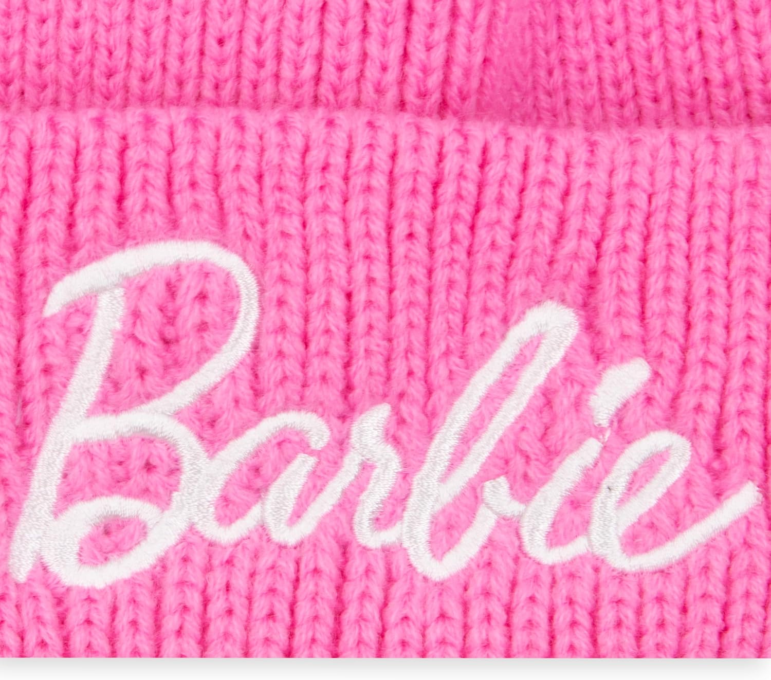 Chapeau Barbie rose tricoté pour fille, taille unique – Image 3