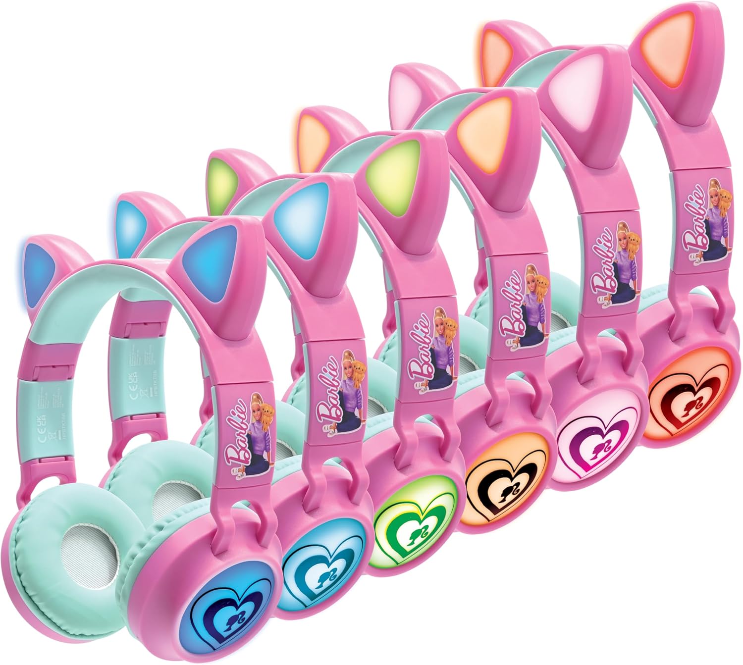 Casque audio Barbie 2-en-1 Bluetooth 5.3 et filaire avec oreilles de chat LED – Image 2