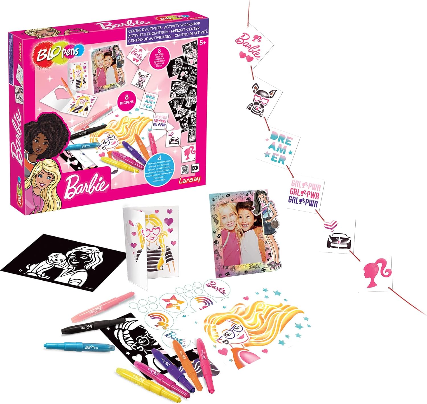 Centre d'activités Barbie® Blopens, 8 Blopens et 8 pochoirs