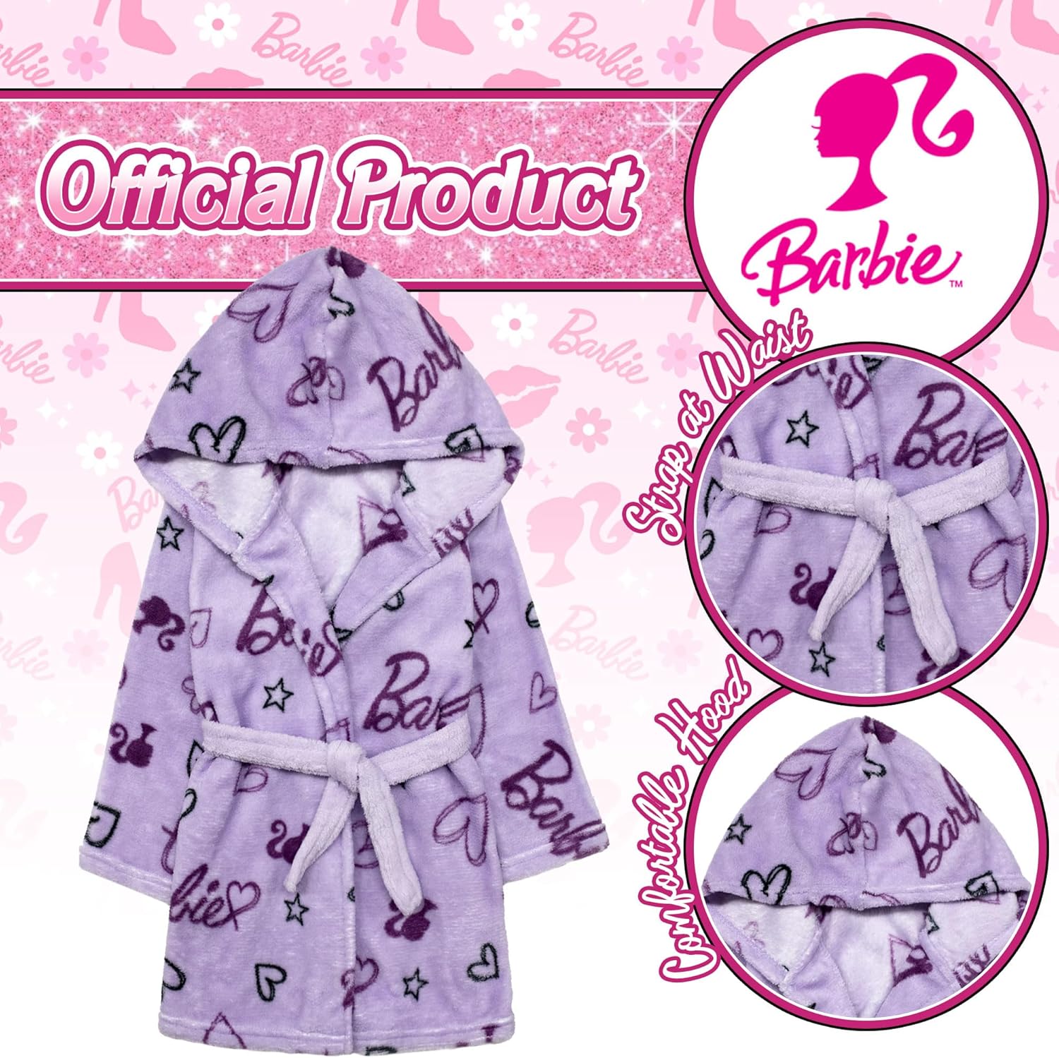 Peignoir Barbie d'hiver en polaire corail avec capuche 7002 – Image 3