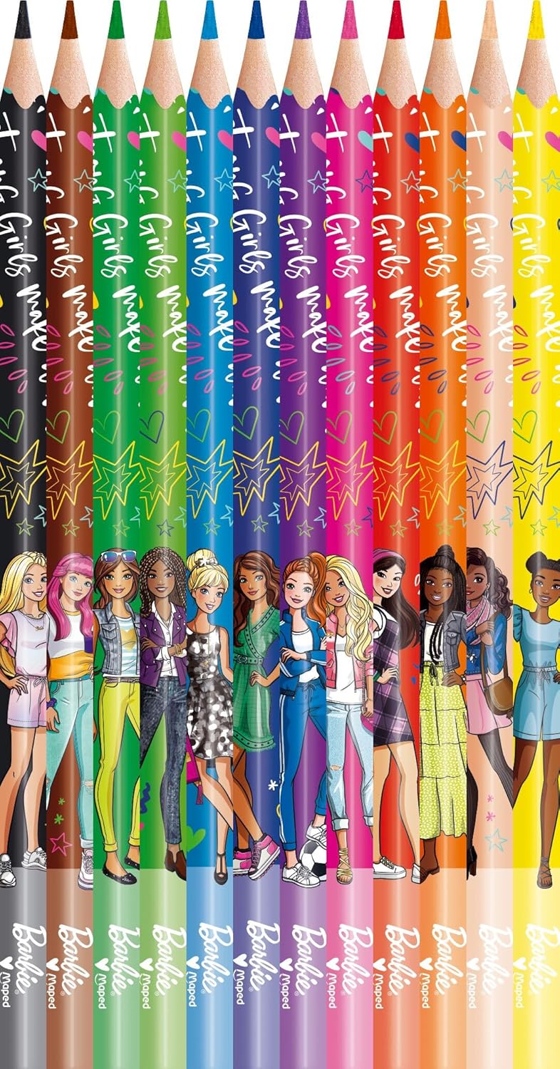 Barbie Maped, 12 crayons de couleur en résine à forme triangulaire – Image 2