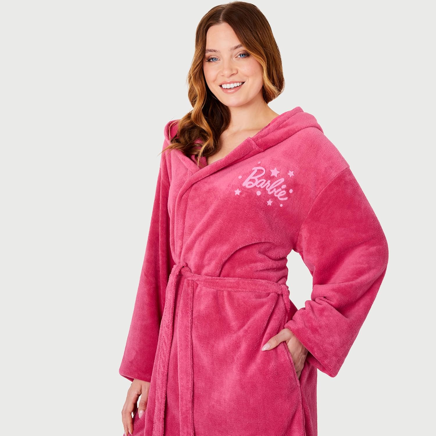 Peignoir Barbie à capuche pour femme, robe de chambre rose – Image 2