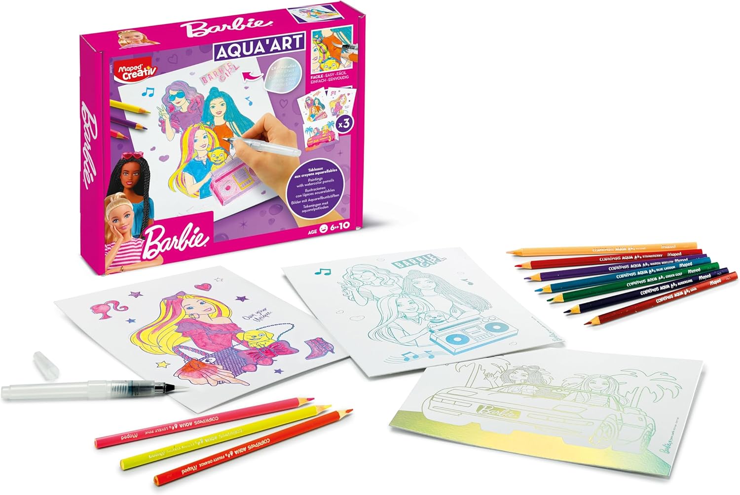 Aqua'Art Barbie girl, activité aquarelle avec 3 affiches dès 7 ans – Image 4