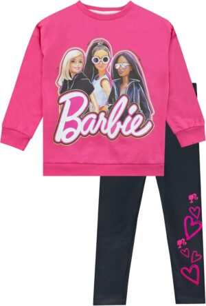Ensemble Barbie avec sweat-shirt rose et leggings pour fille
