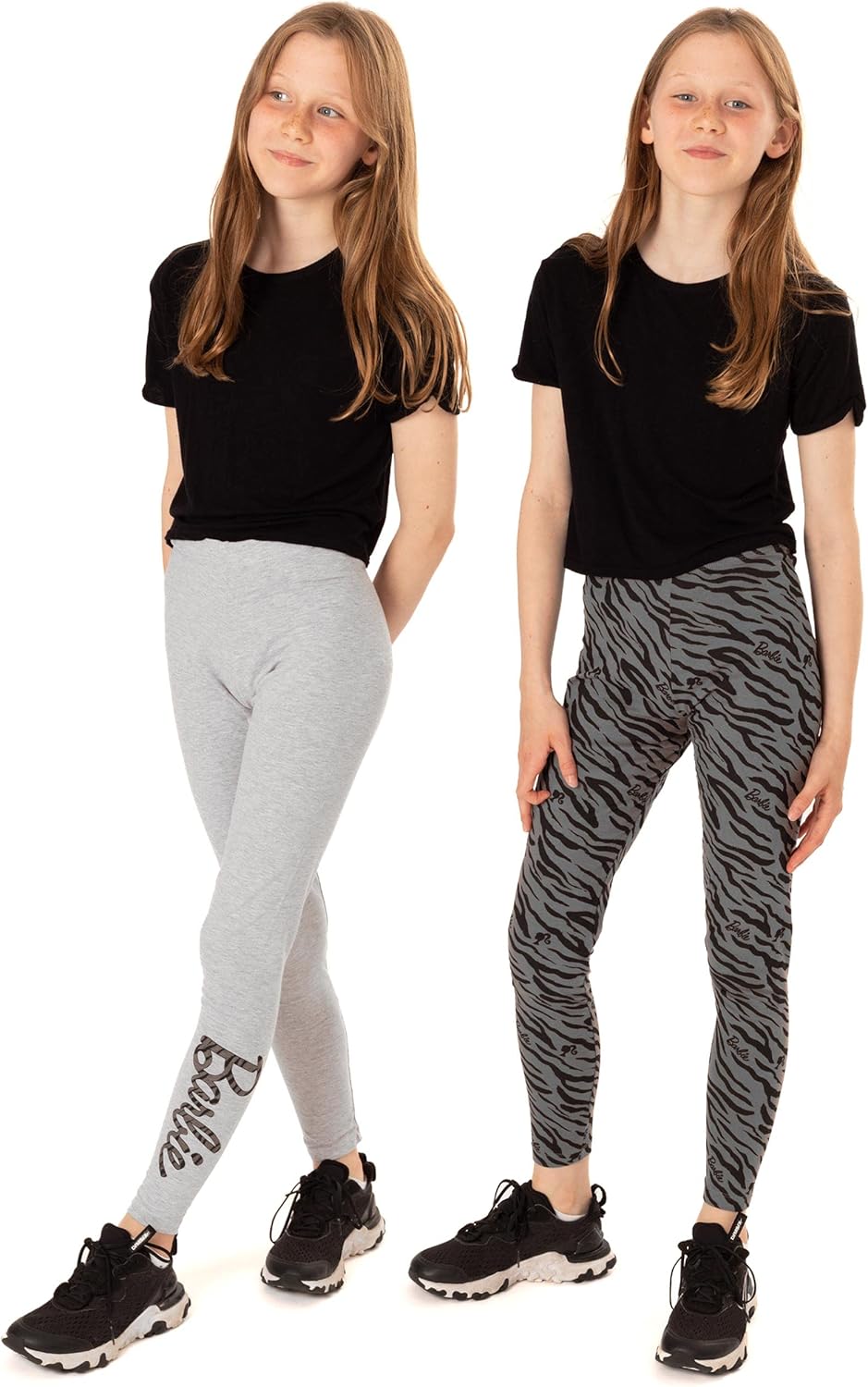 Leggings Barbie fille lot de 2 imprimé animal gris noir – Image 2