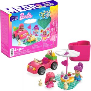 Barbie Road Trip en décapotable, coffret de construction 60 briques avec 2 mini-poupées Color Reveal