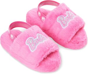 Chaussons mules Barbie femme en peluche et fausse fourrure