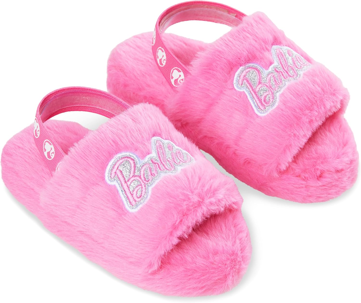 Chaussons mules Barbie femme en peluche et fausse fourrure
