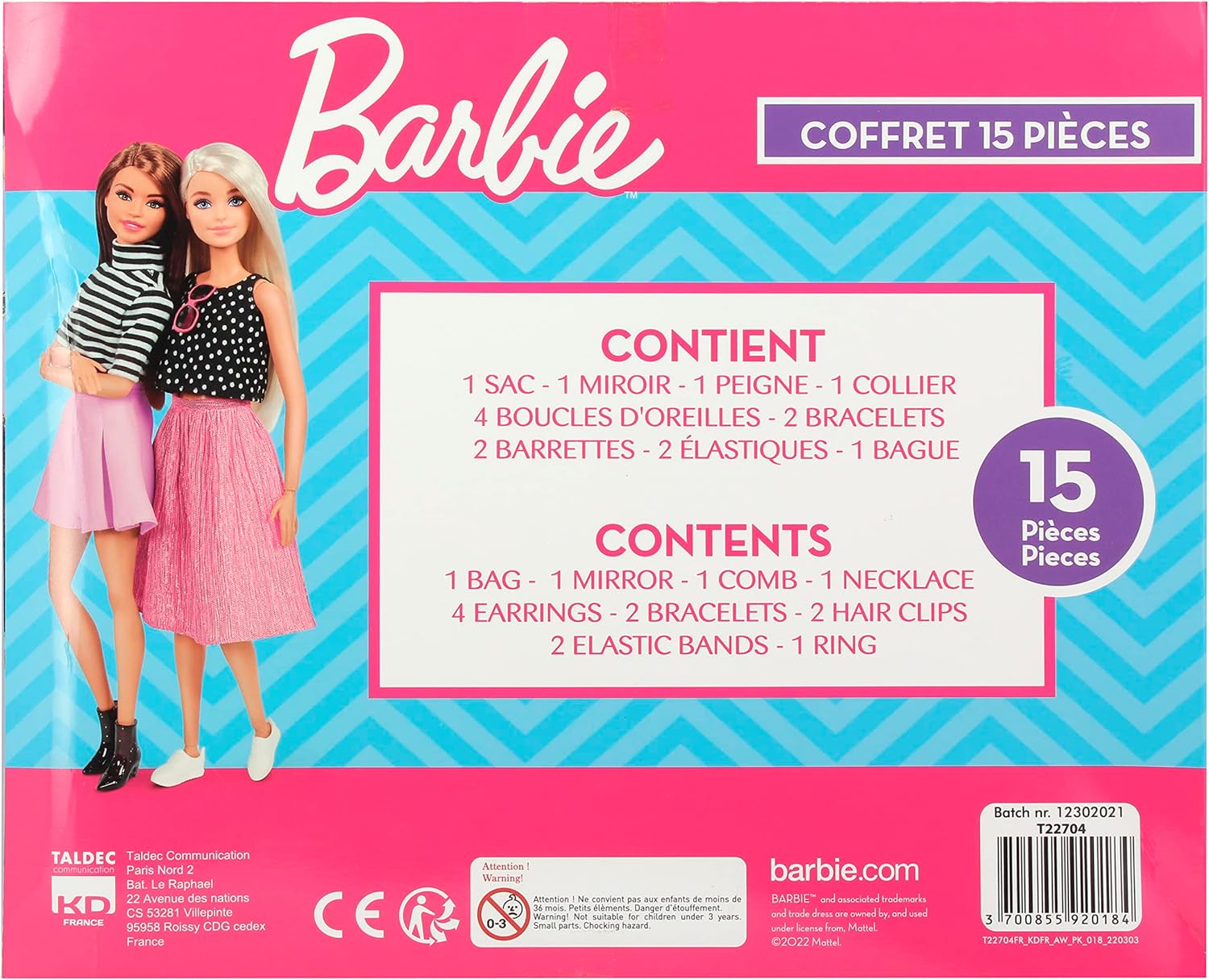Barbie coffret 15 pièces bijoux et accessoires de coiffure avec bague dès 3 ans – Image 3