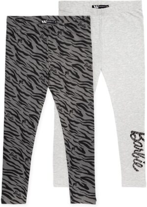 Leggings Barbie fille lot de 2 imprimé animal gris noir
