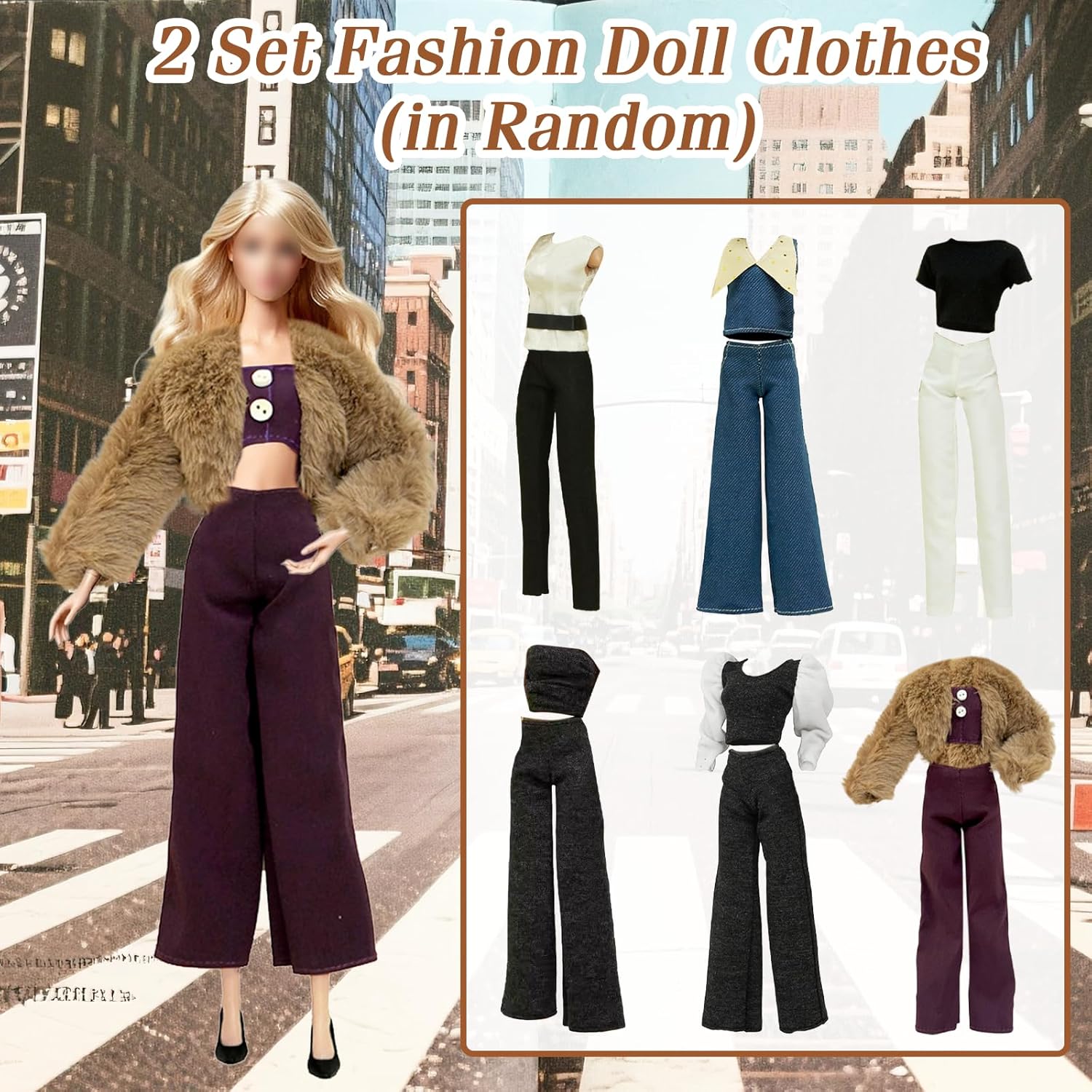 Coffret Barbie 21 vêtements et accessoires marron pour poupée 11,5 – Image 2