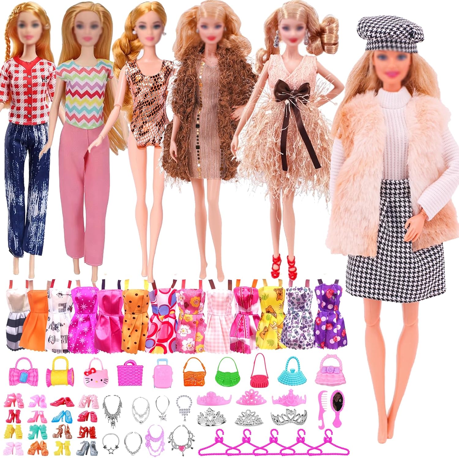 Lot compatible Barbie 52 pièces avec 5 maillots de bain et 28 accessoires