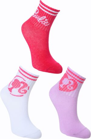 Barbie, 3 paires de chaussettes fille en coton Rose, 23 à 26