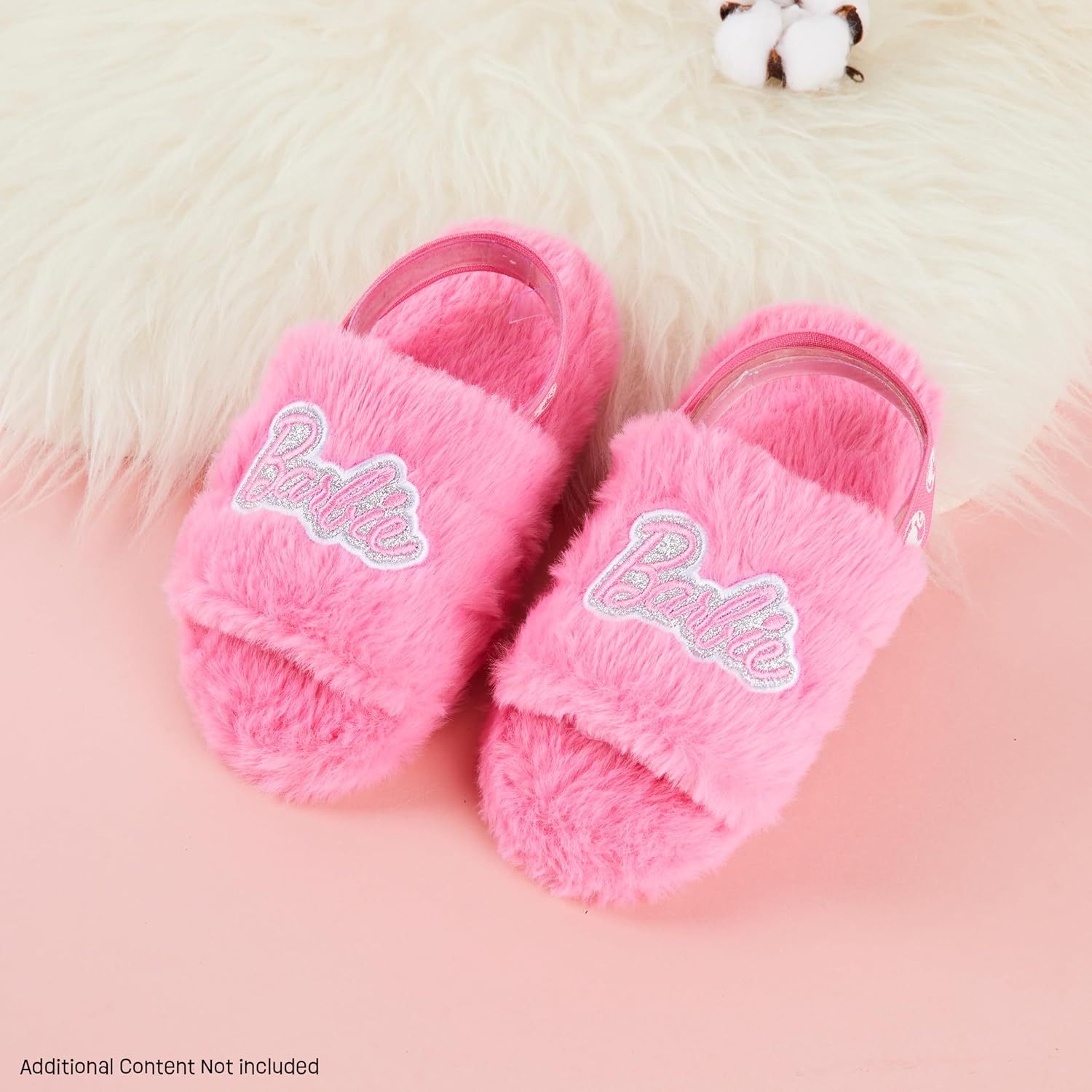 Chaussons mules Barbie femme en peluche et fausse fourrure – Image 2