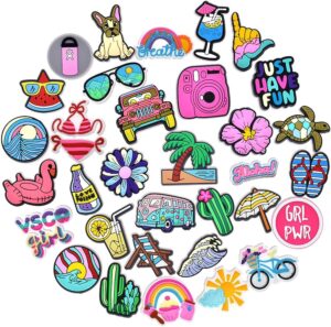 Pins pour Crocs Barbie rose, 35 charms de chaussure cartoon