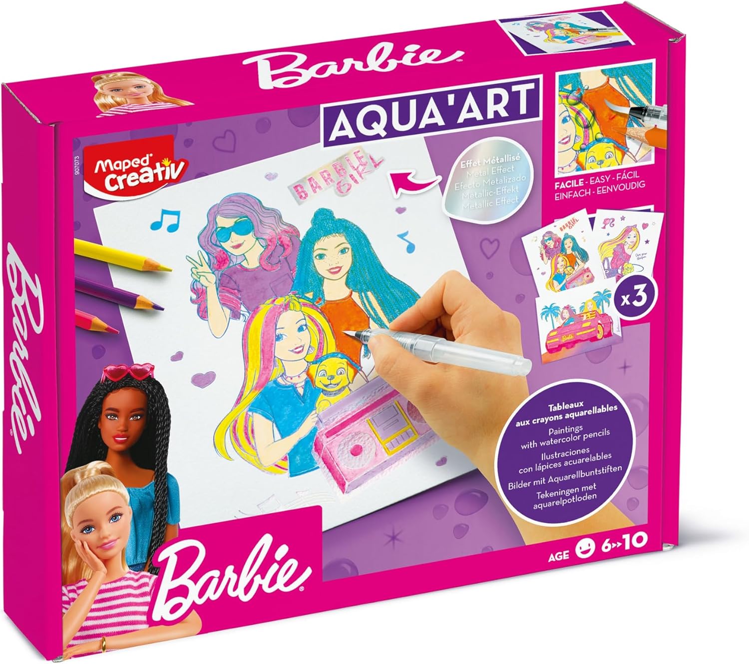 Aqua'Art Barbie girl, activité aquarelle avec 3 affiches dès 7 ans
