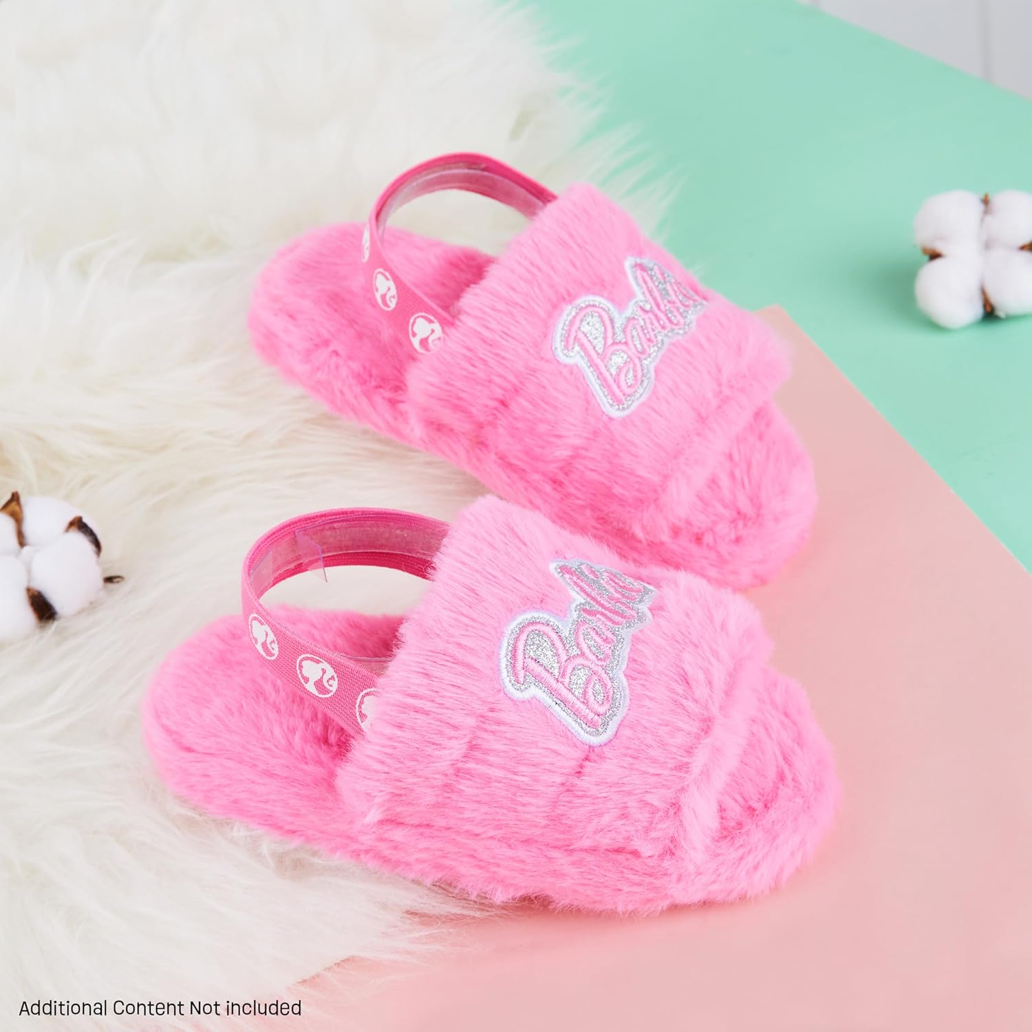 Mules Barbie pelucheuses avec sangle élastique pour fille – Image 2