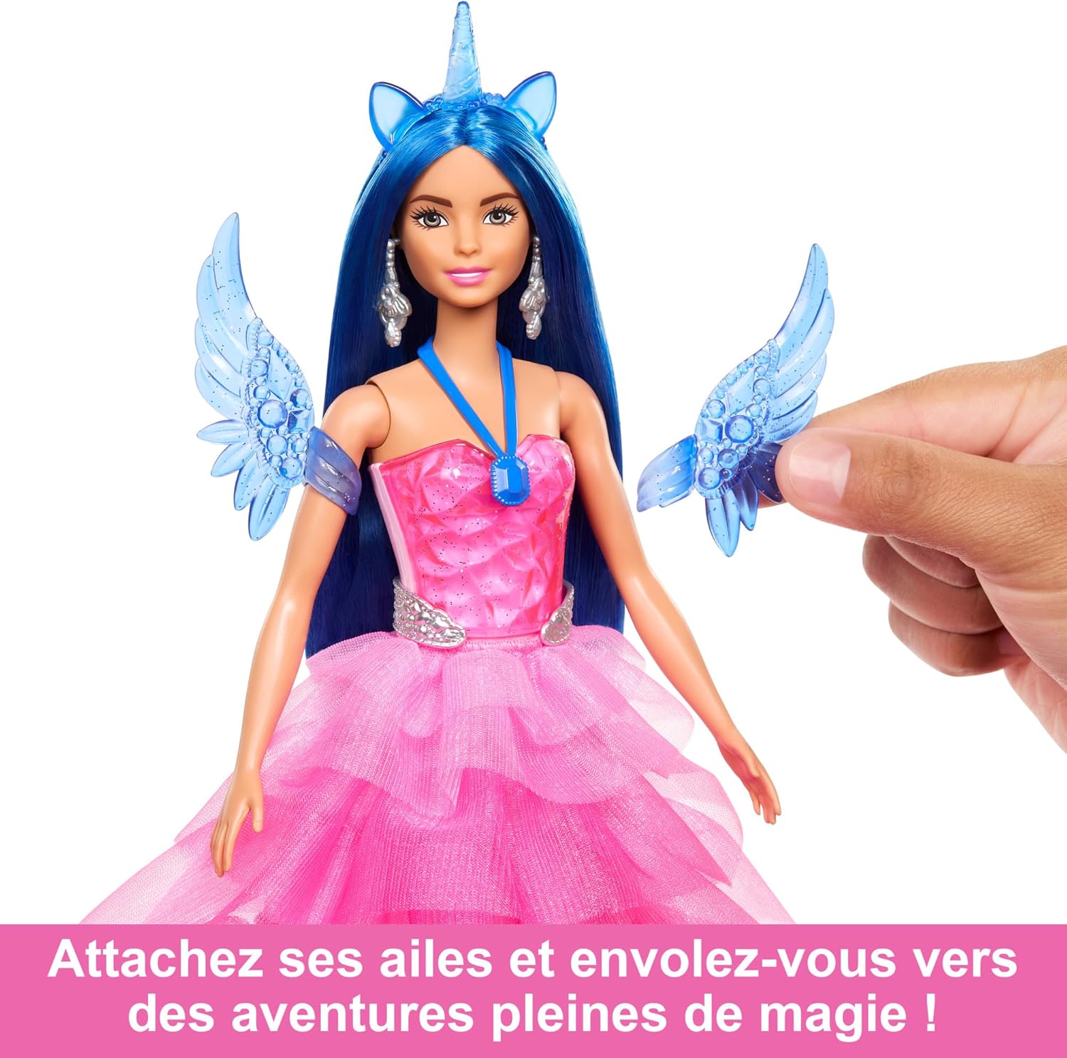 Poupée Barbie Licorne 65e anniversaire aux cheveux bleus HRR16 – Image 3