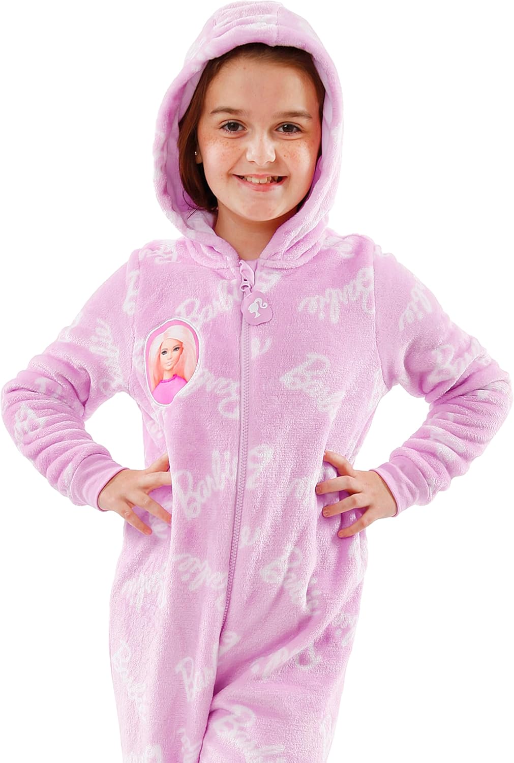 Combinaison Barbie rose en polaire pour fille – Image 3