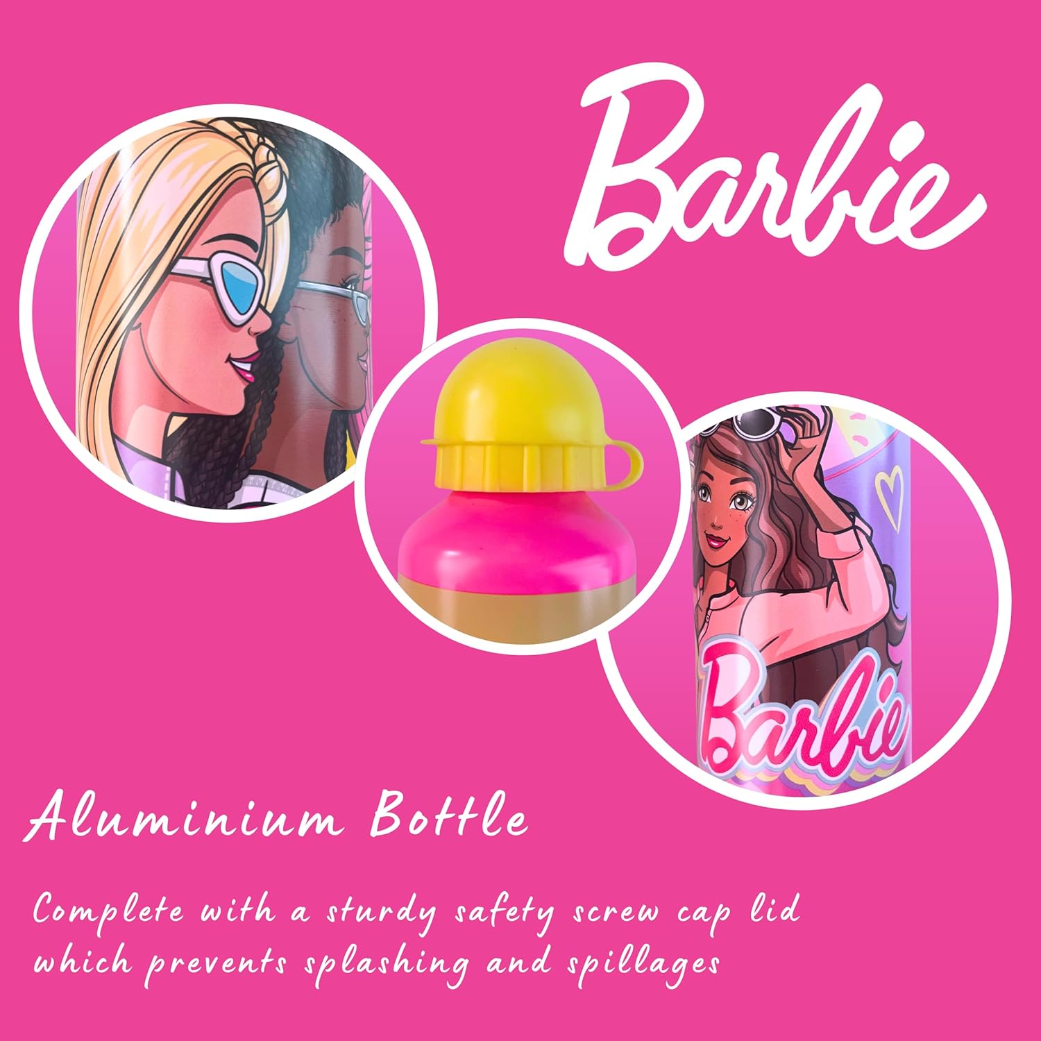 Gourde Barbie réutilisable en acier inoxydable 500 ml jaune – Image 5