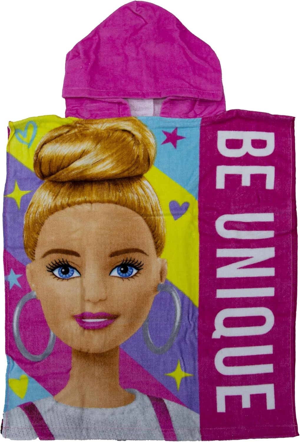 Poncho à capuche Barbie réversible rose, toucher doux – Image 2