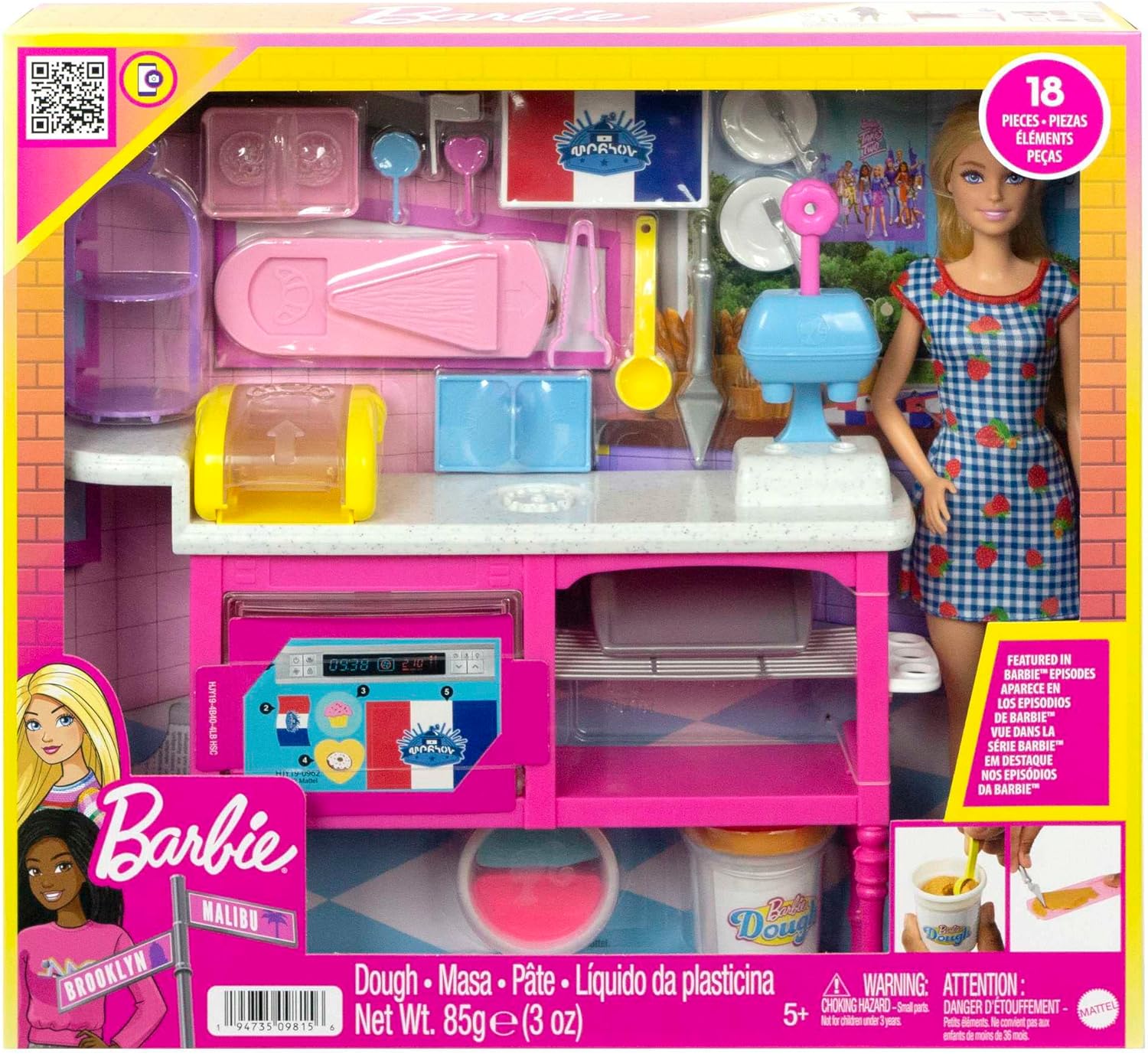 Barbie It Takes Two Malibu, coffret pâtisserie avec 18 accessoires et pâte à modeler 3 couleurs – Image 6