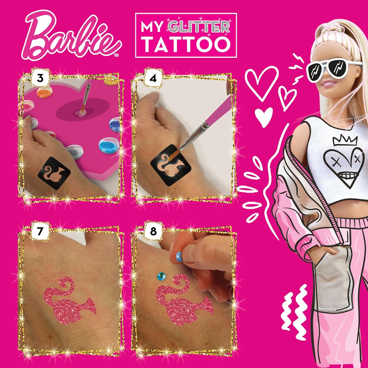 Barbie kit de tatouages scintillants avec gemmes adhésives dès 5 ans – Image 5