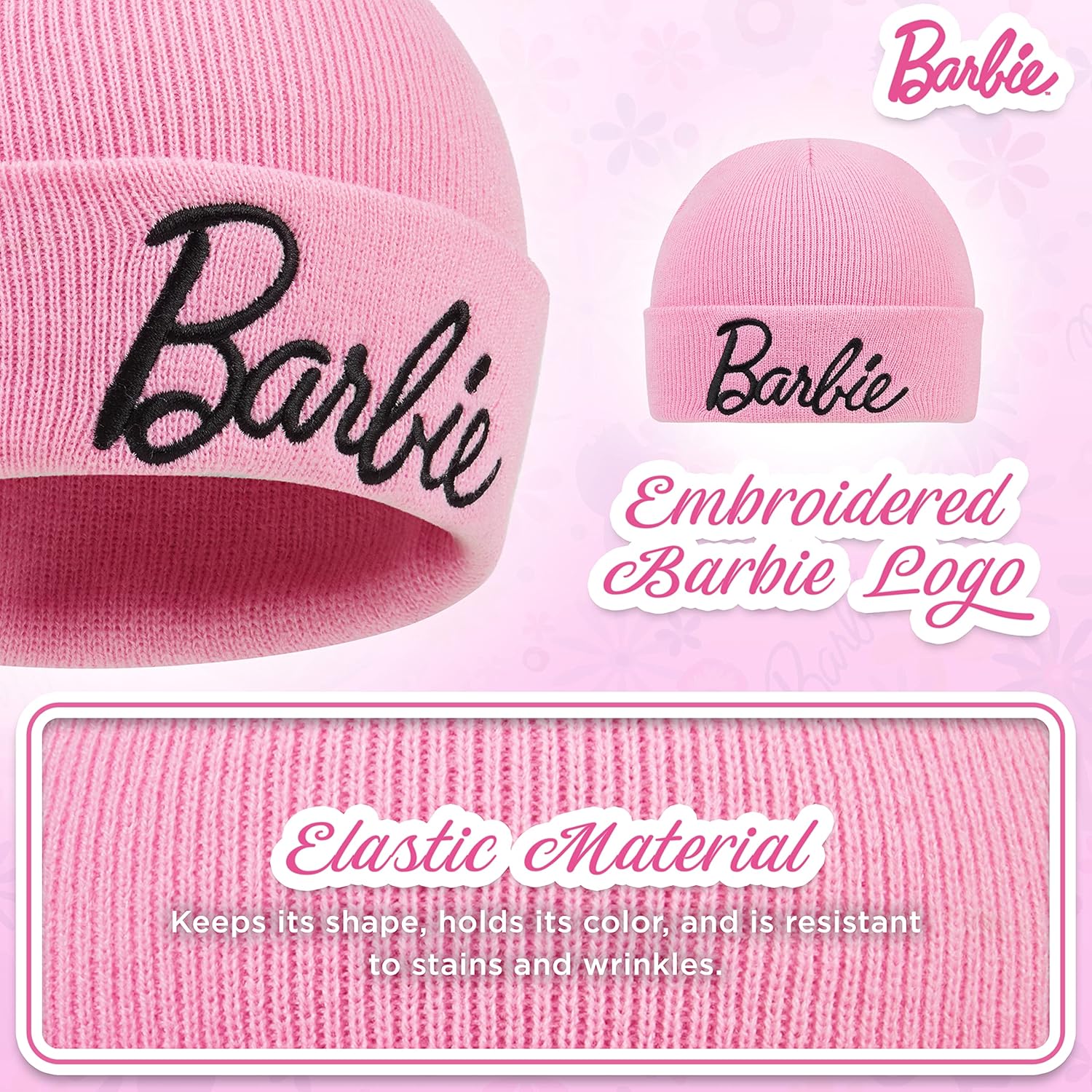 Ensemble Barbie rose pour enfant : bonnet et gants fille – Image 3
