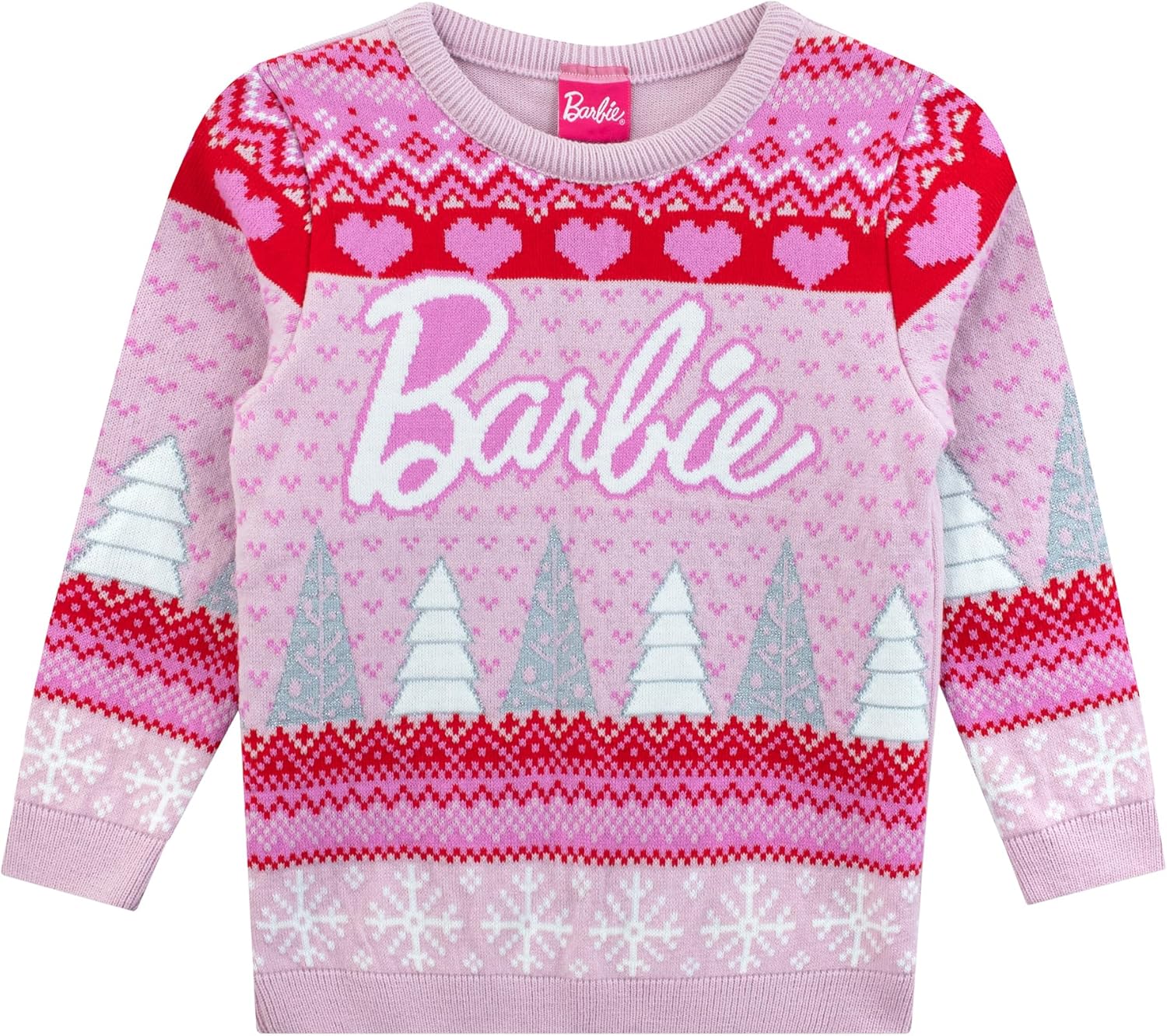 Pull de Noël Barbie femme rose, rouge et blanc – Image 4