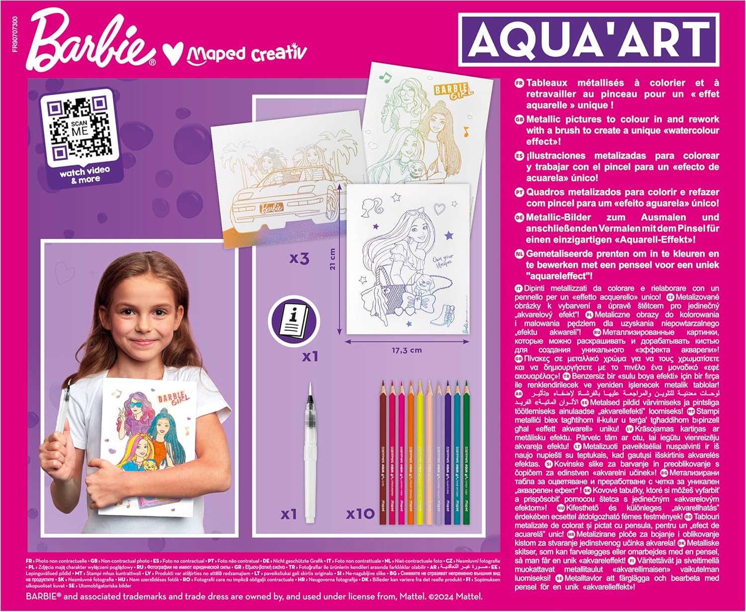 Aqua'Art Barbie girl, activité aquarelle avec 3 affiches dès 7 ans – Image 3