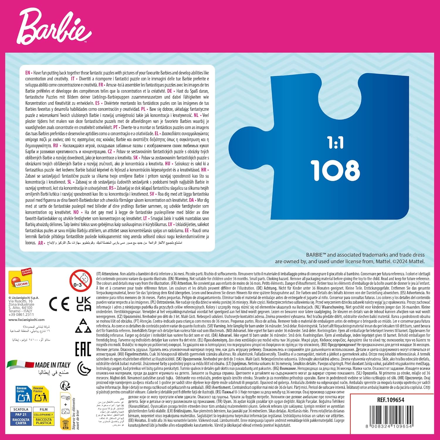 Puzzle Barbie MaxiFloor double face 108 pièces format 70x50 cm – Image 5