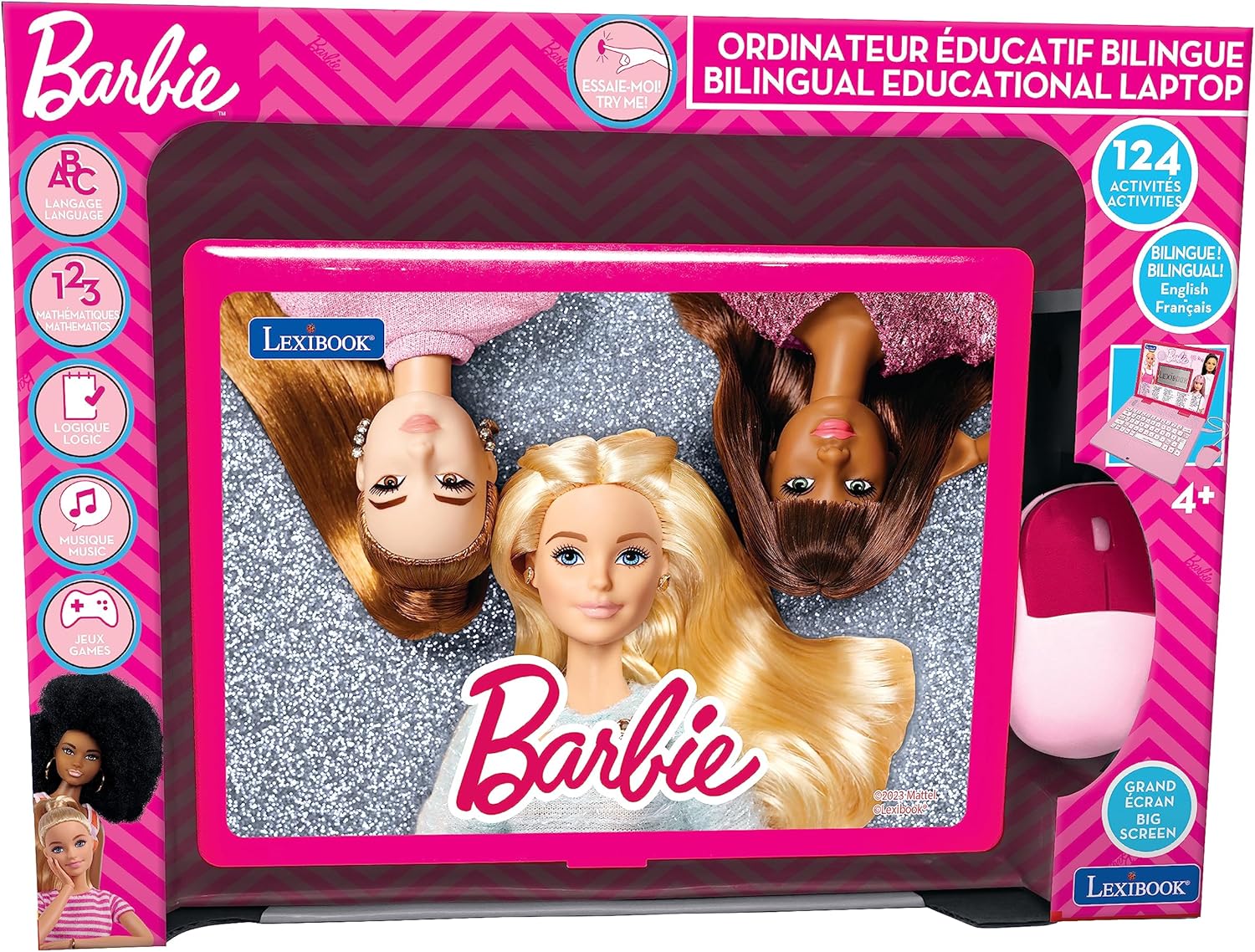 Barbie ordinateur éducatif bilingue rose avec 124 activités JC598 – Image 3