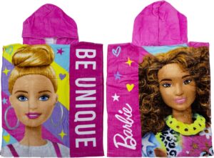 Poncho à capuche Barbie réversible rose, toucher doux