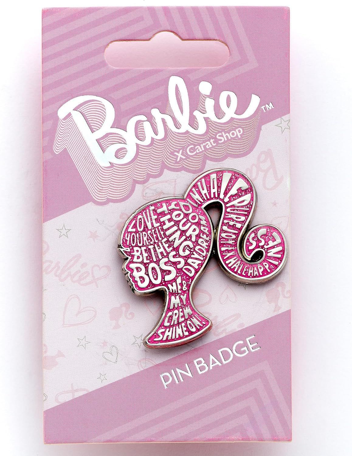 Pin's Barbie silhouette scintillante en émail rose, taille unique, Zinc – Image 2