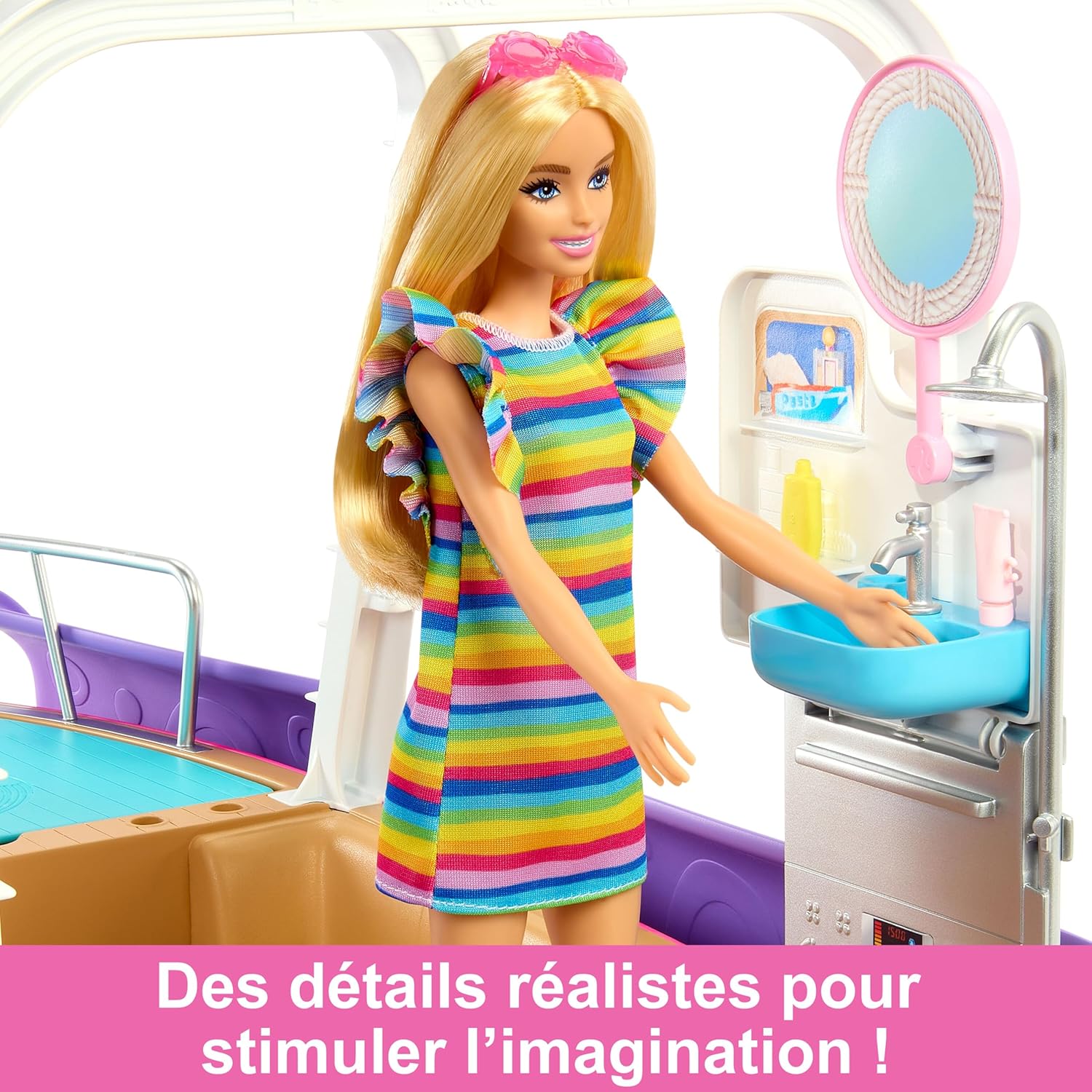 Barbie Bateau de rêve, coffret moderne avec 6 zones de jeu HJV37 – Image 6