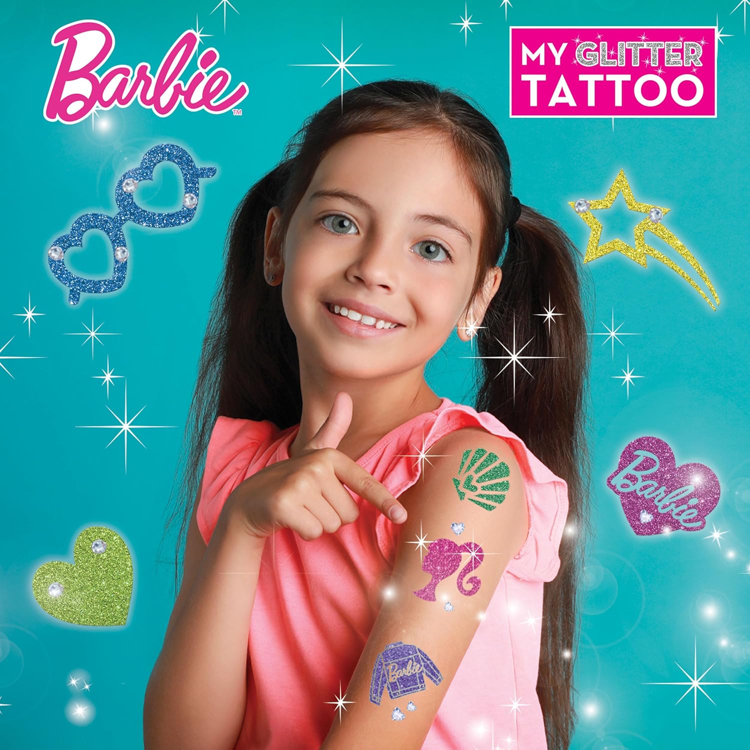 Barbie kit de tatouages scintillants avec gemmes adhésives dès 5 ans – Image 6