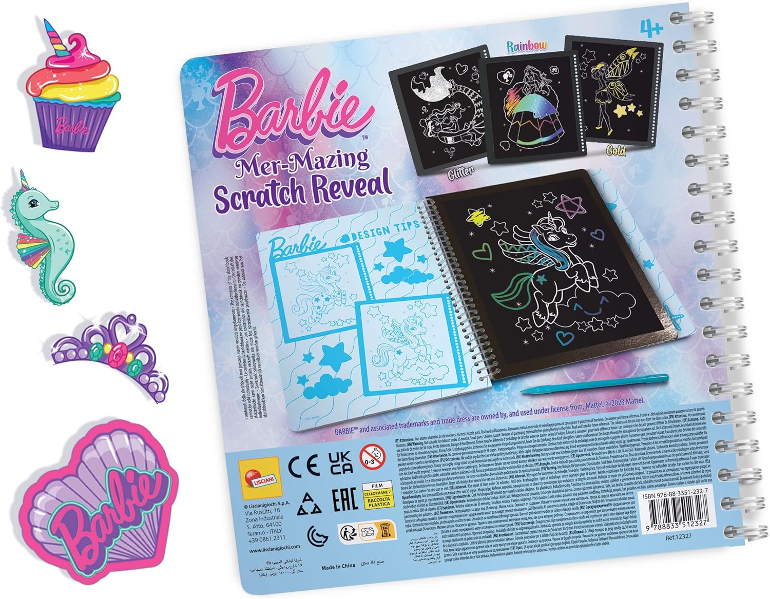 Barbie carnet de croquis sirène à gratter, livre créatif dès 4 ans – Image 7