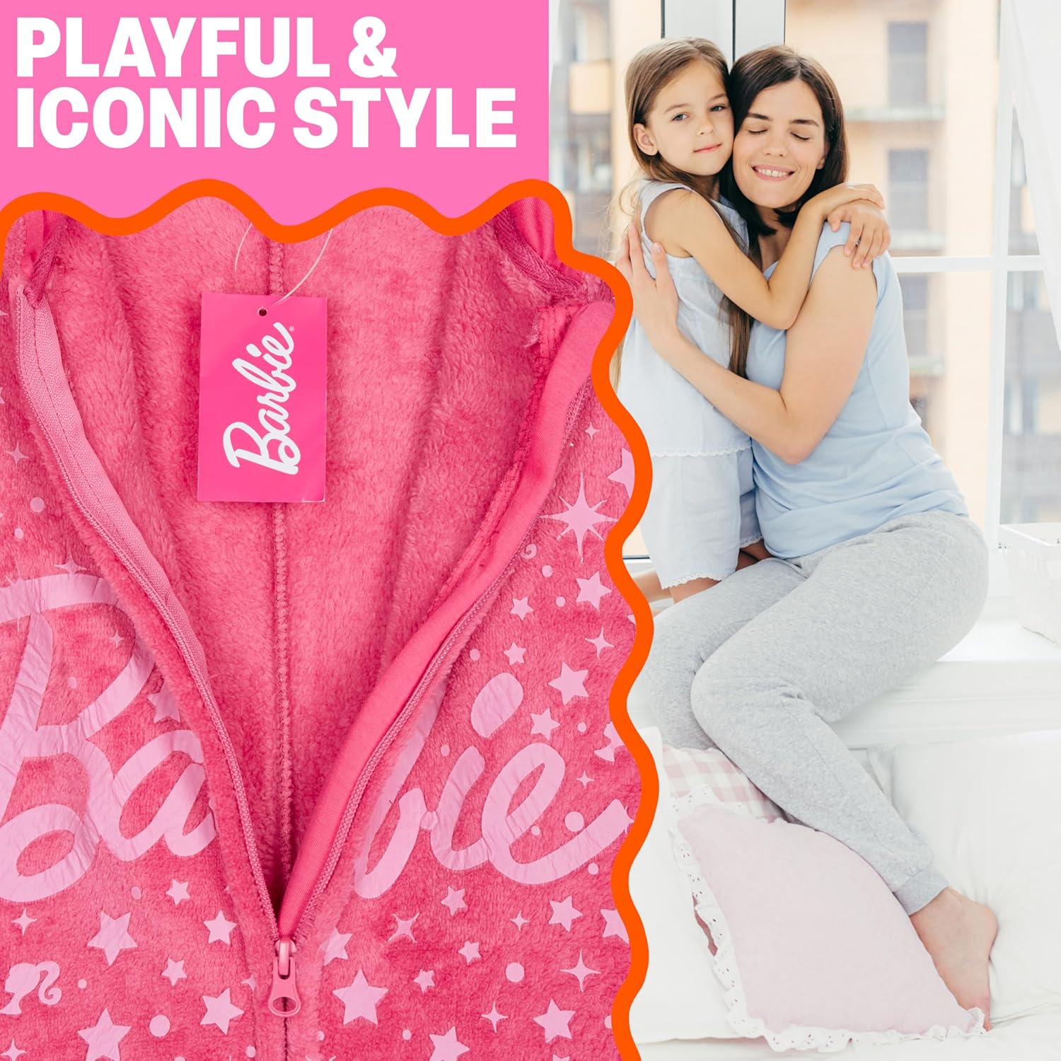 Combinaison pyjama Barbie fille en polaire avec capuche – Image 2