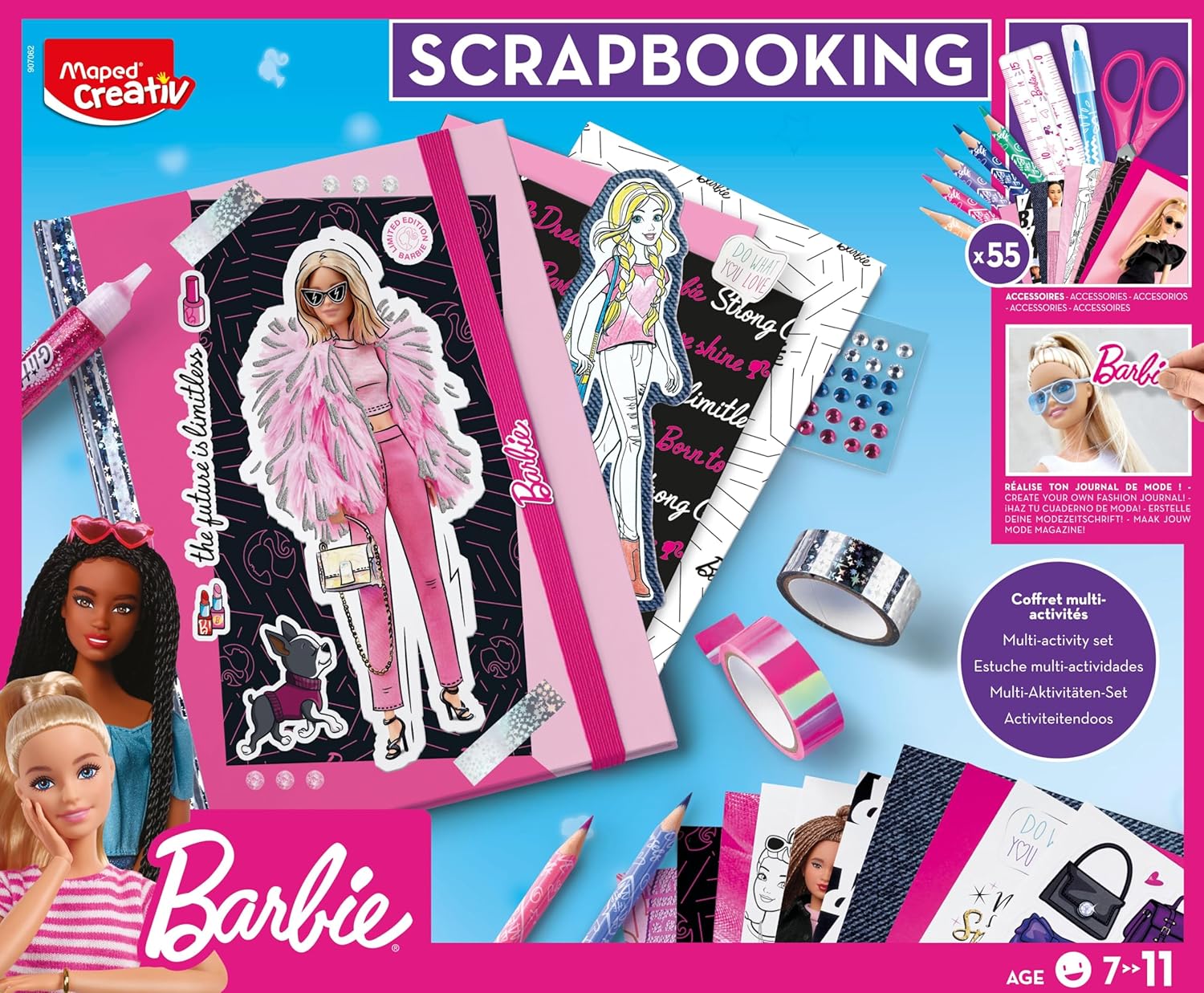 Kit scrapbooking Barbie avec carnet à décorer et 55 accessoires – Image 6