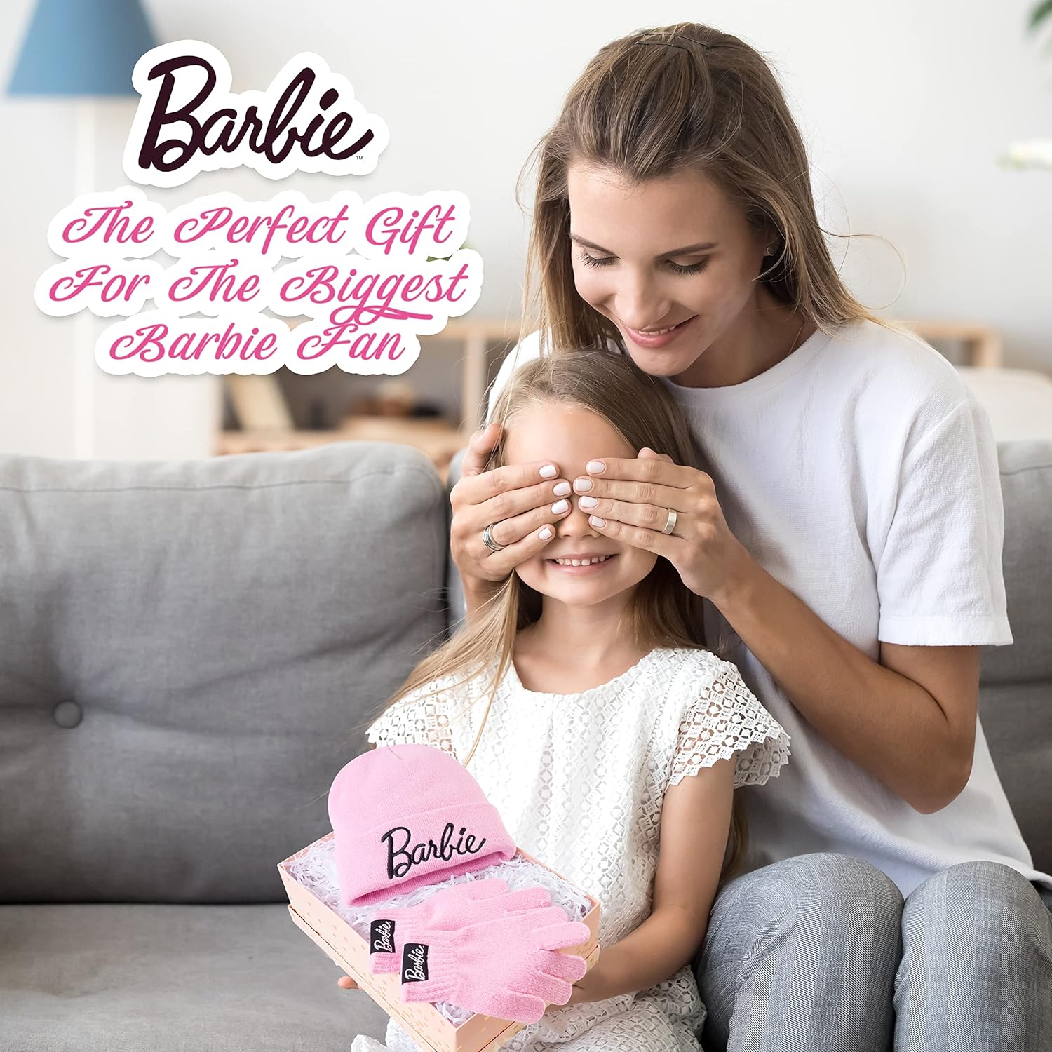 Ensemble Barbie rose pour enfant : bonnet et gants fille – Image 6