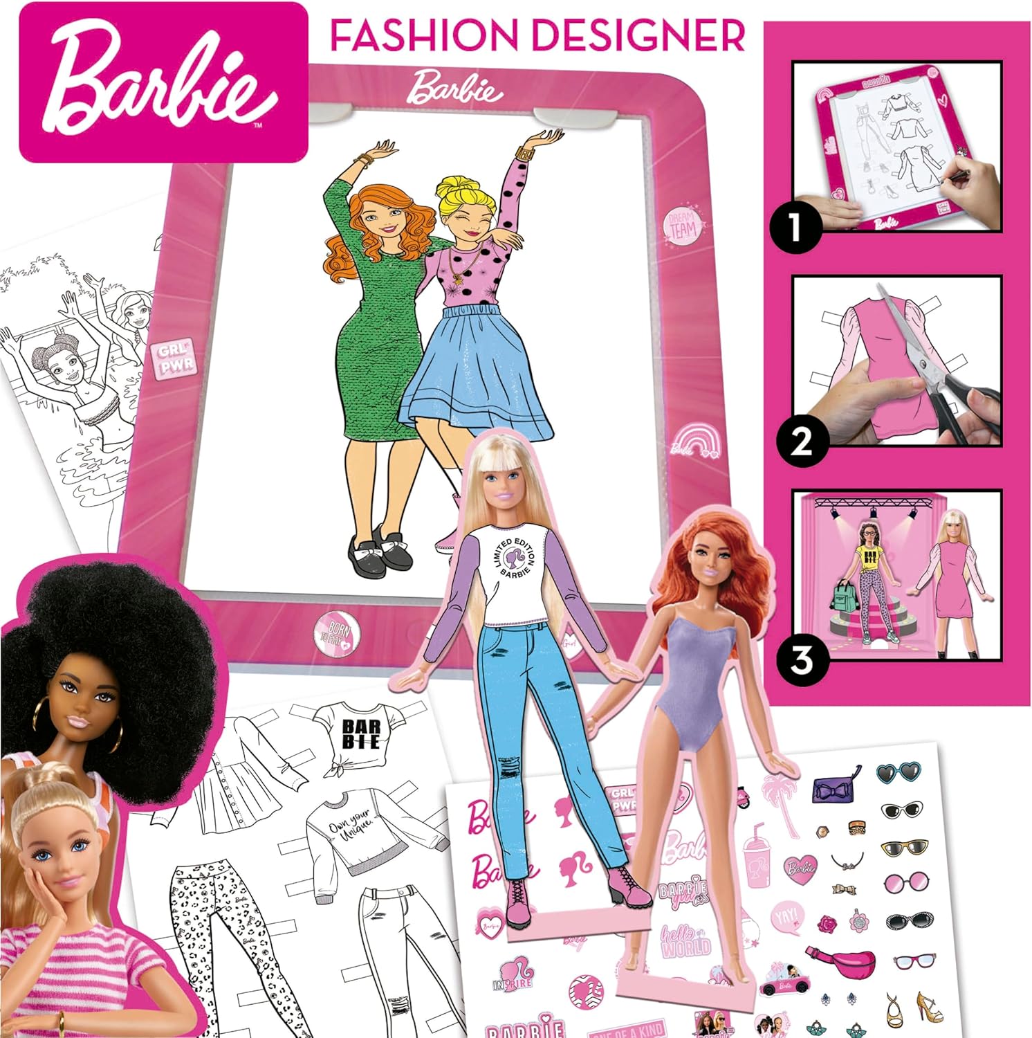 Barbie Fashion Designer avec podium de défilé et tableau design – Image 3