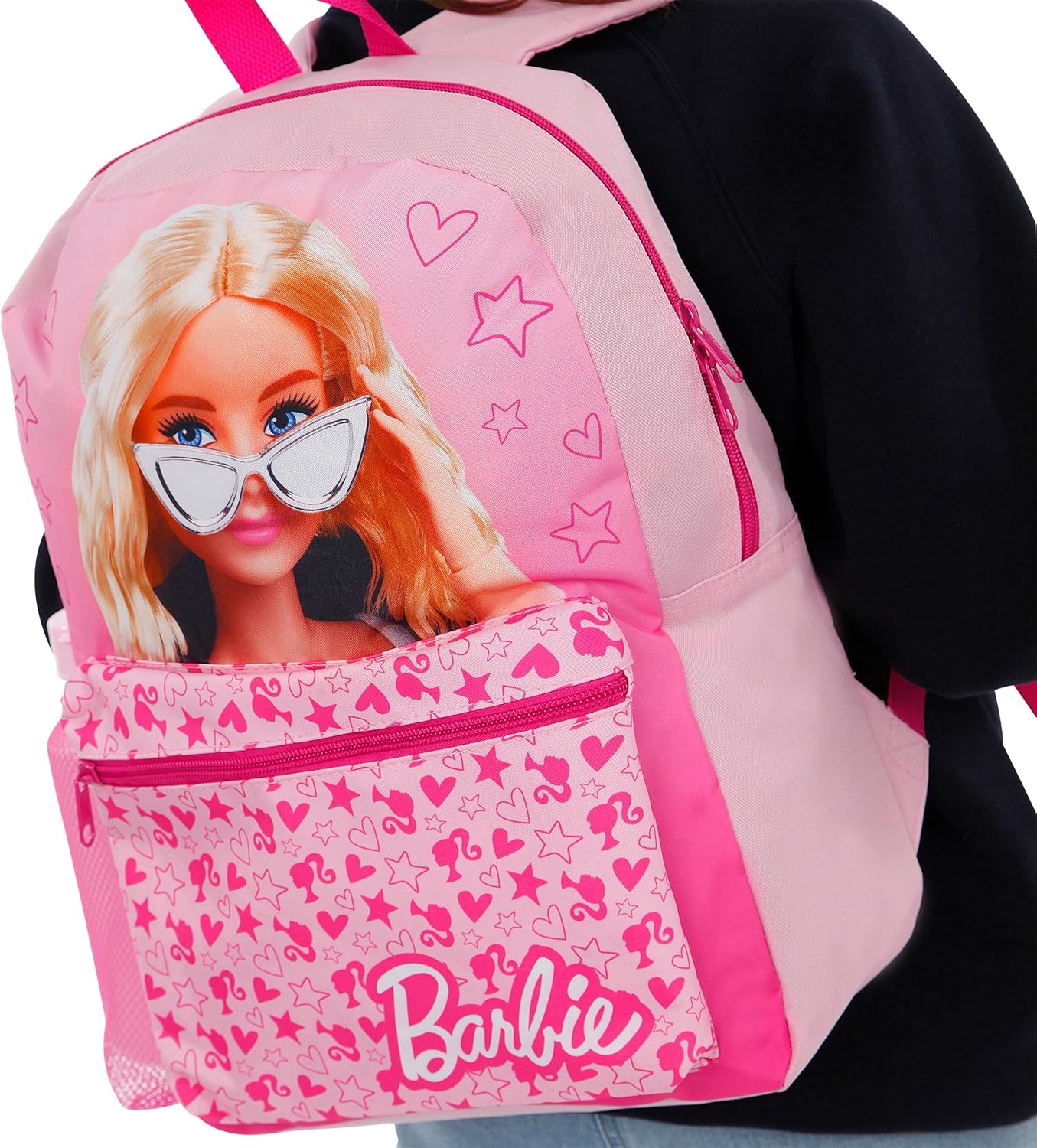 Ensemble cartable Barbie rose avec sac lunch, trousse et bouteille – Image 3