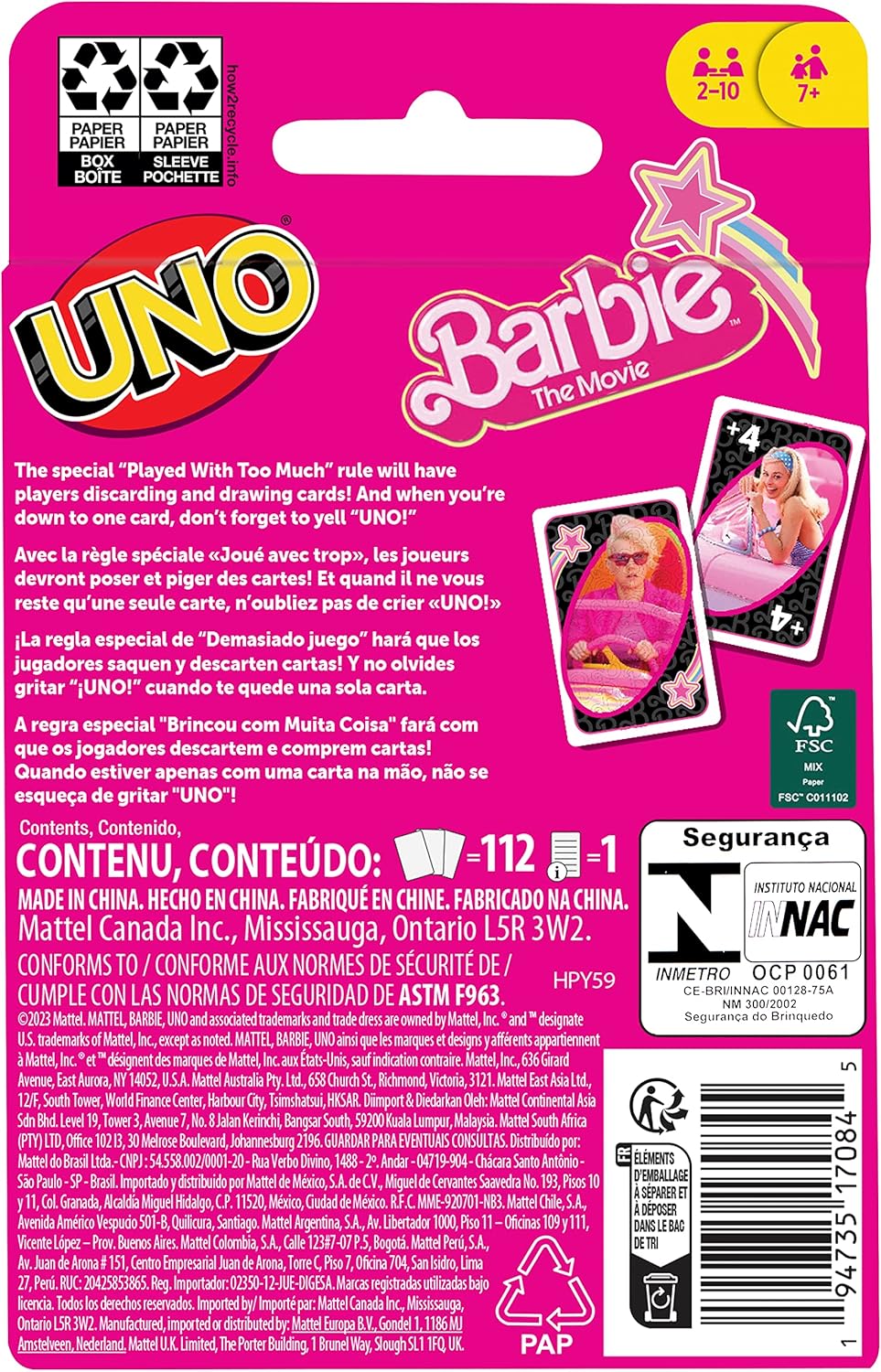UNO Barbie Le Film avec règle spéciale « Trop jouée » – Image 6