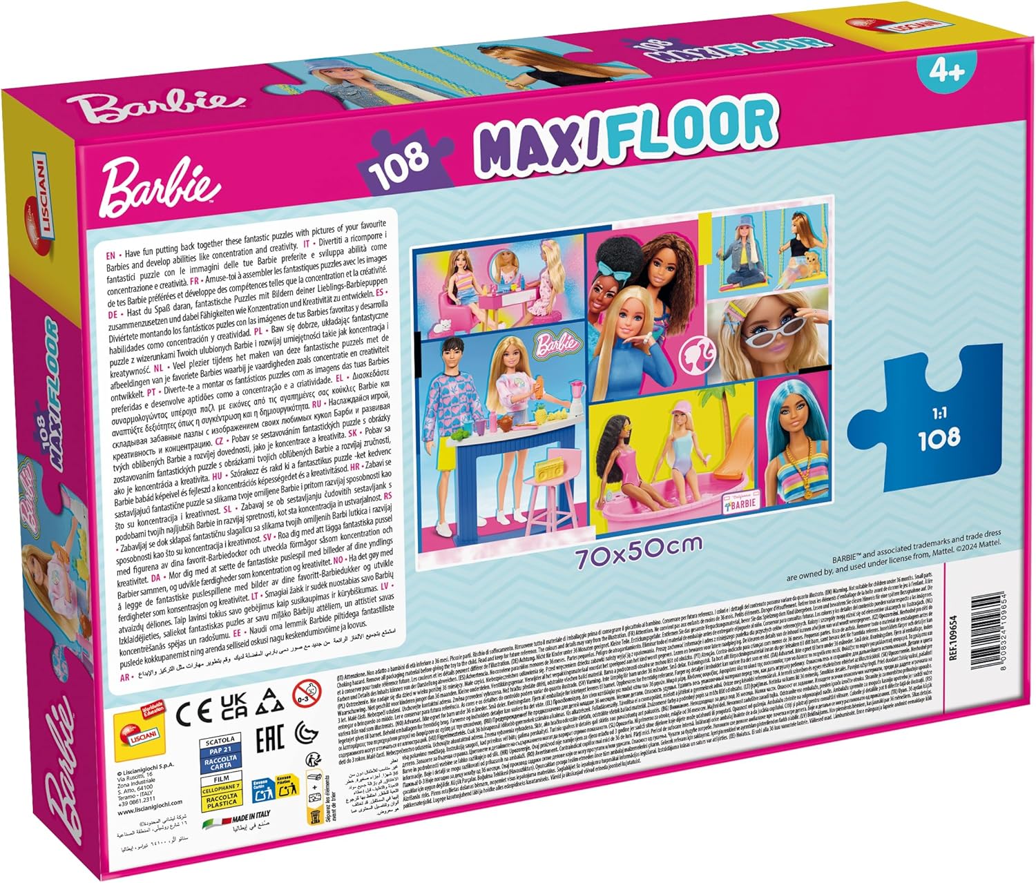 Puzzle Barbie MaxiFloor double face 108 pièces format 70x50 cm – Image 3