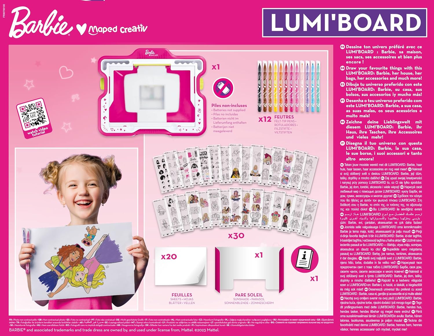 Lumi'Board Barbie rose, machine lumineuse pour apprendre à dessiner – Image 4