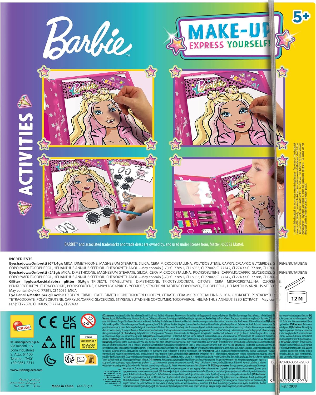 Barbie carnet de croquis maquillages avec miroir, trousse créative dès 5 ans – Image 2