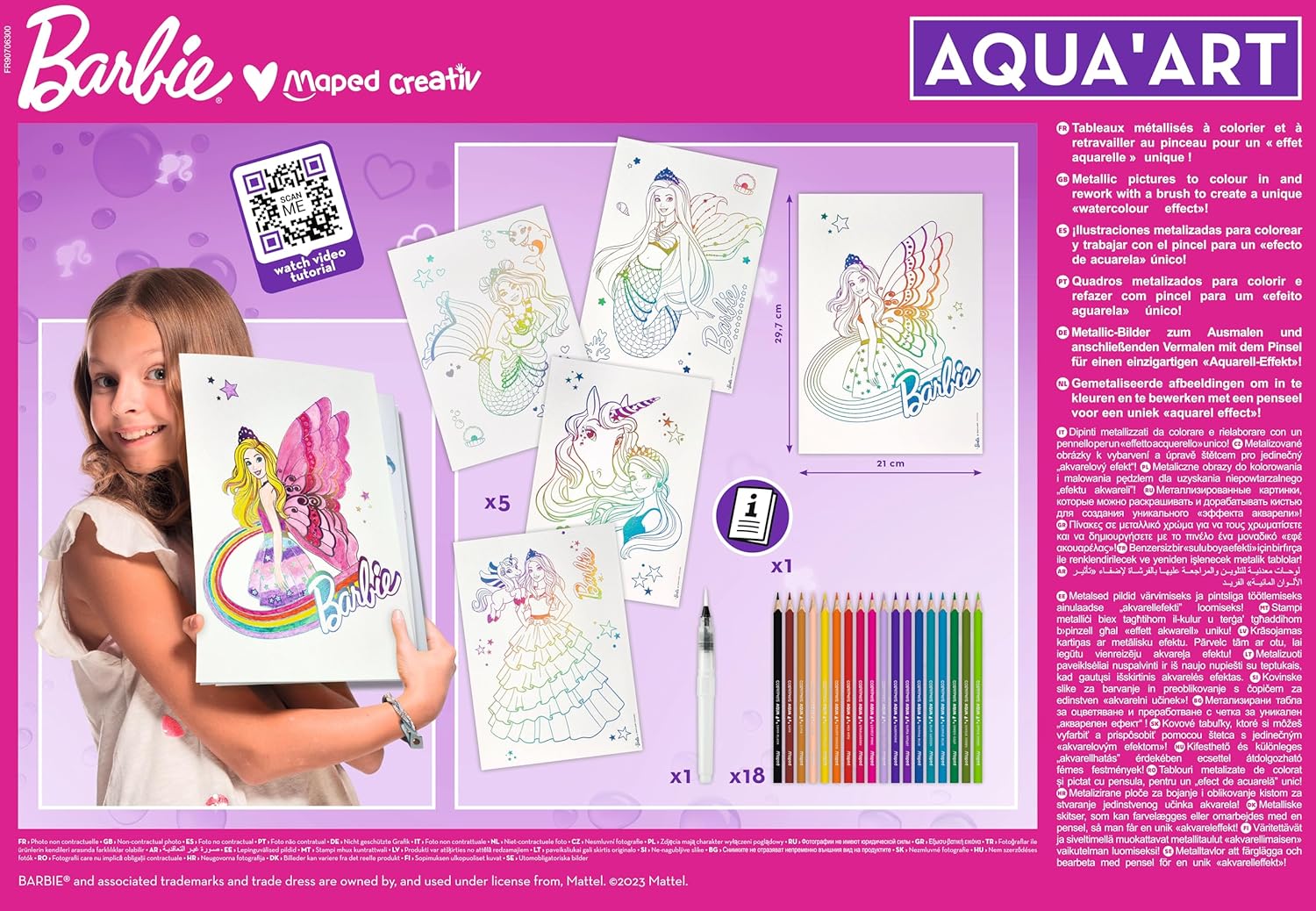 Barbie Aqua'Art Maped Creativ avec 5 affiches A4 métallisées – Image 3