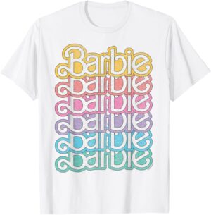 T-shirt Barbie avec logo arc-en-ciel pastel empilé