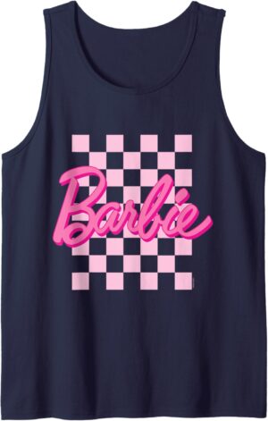 Débardeur Barbie à fond damier avec logo et illustration H22333